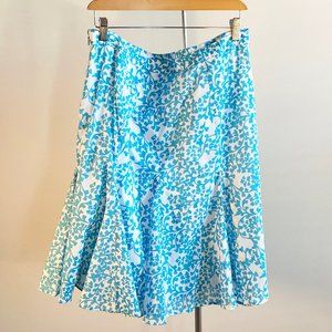 Ann Taylor Cerulean & White Print Cotton Skirt, Perfect Condition